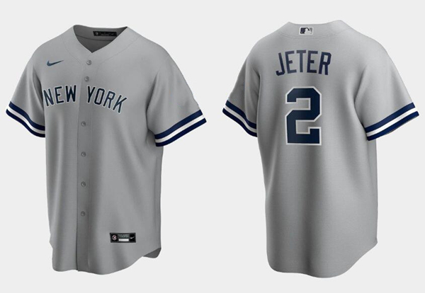 Youth New York Yankees # 2 Derek Jeter Grey Cool Base Stitched MLB Jersey
